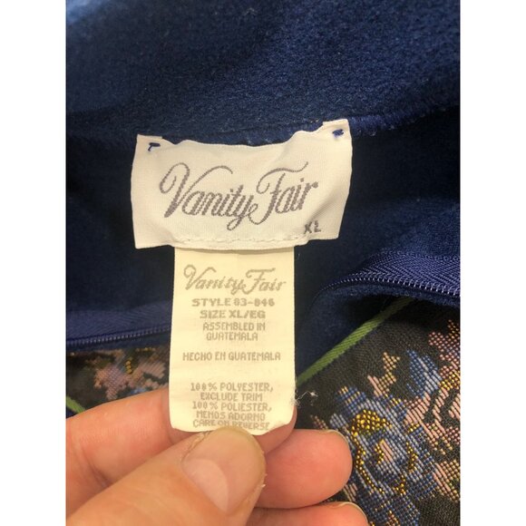 Vanity Fair Womens XL Robe Navy Blue Velour 1/2 Zip Grannycore Luxury Vintage - Picture 8 of 9